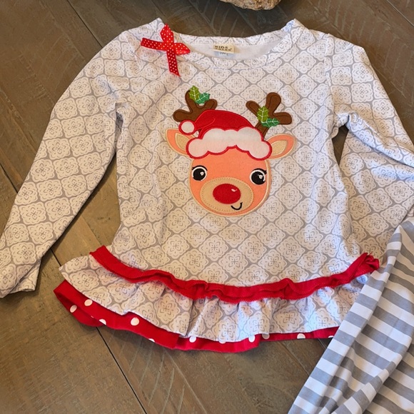 Reindeer Ruffle Top and Pants - Picture 2 of 7